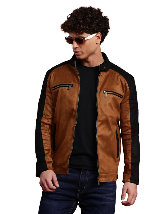 Leather Retail Mens Brown Suede Leather Regular Jacket