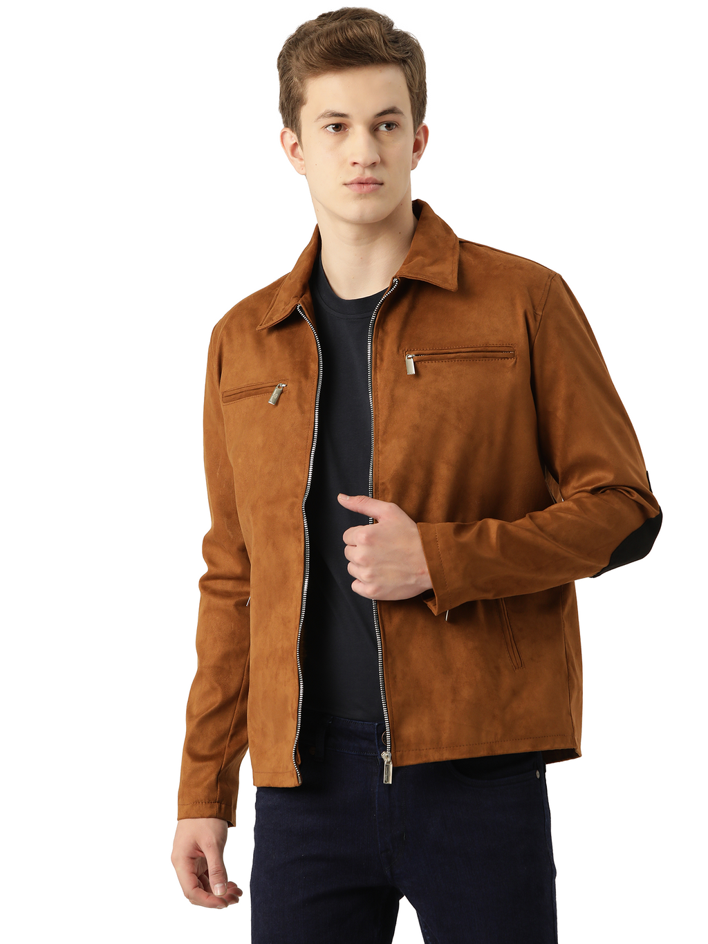 Leather Retail Suede Faux Leather Jacket For Men's ( LRSUDM33BR )