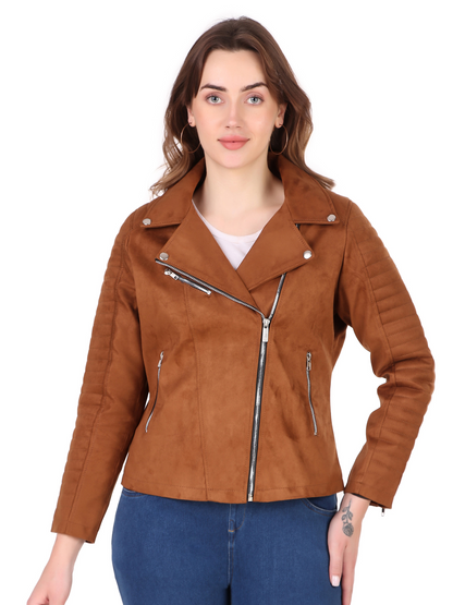 Leather Retail Women's Suede Faux Leather Jacket ( LRSUDFRBR)