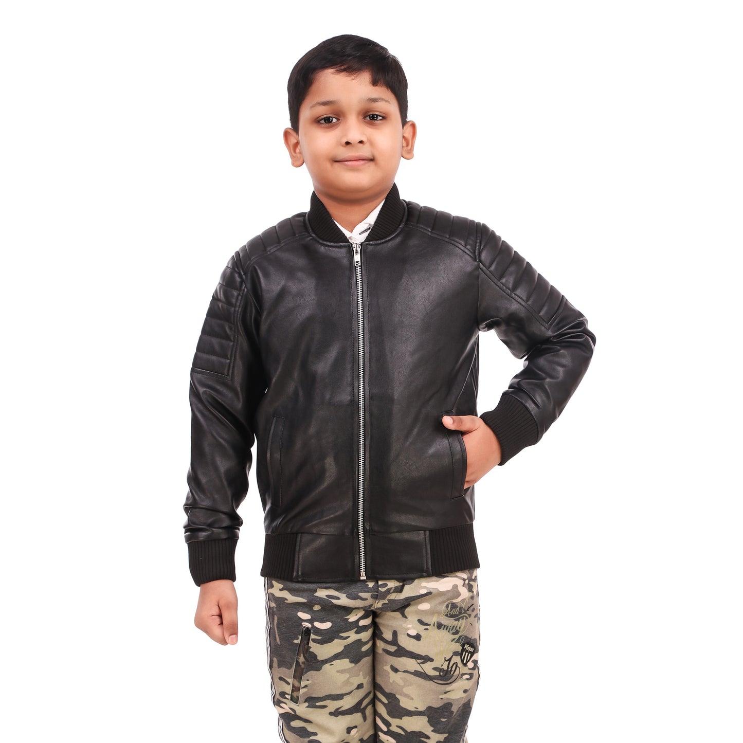 Leather Retail kid's full sleeves winter jacket_black (LRKDELBL02)