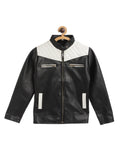 Leather Retail Kid's Full Sleeves Winter Jacket _Black  ( LRKDWPBL01 )