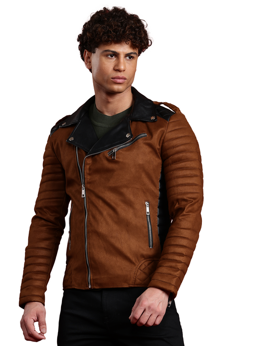 Leather Retail Men’s Casual Suede Leather Biker Jacket (LRSUDM47BR)