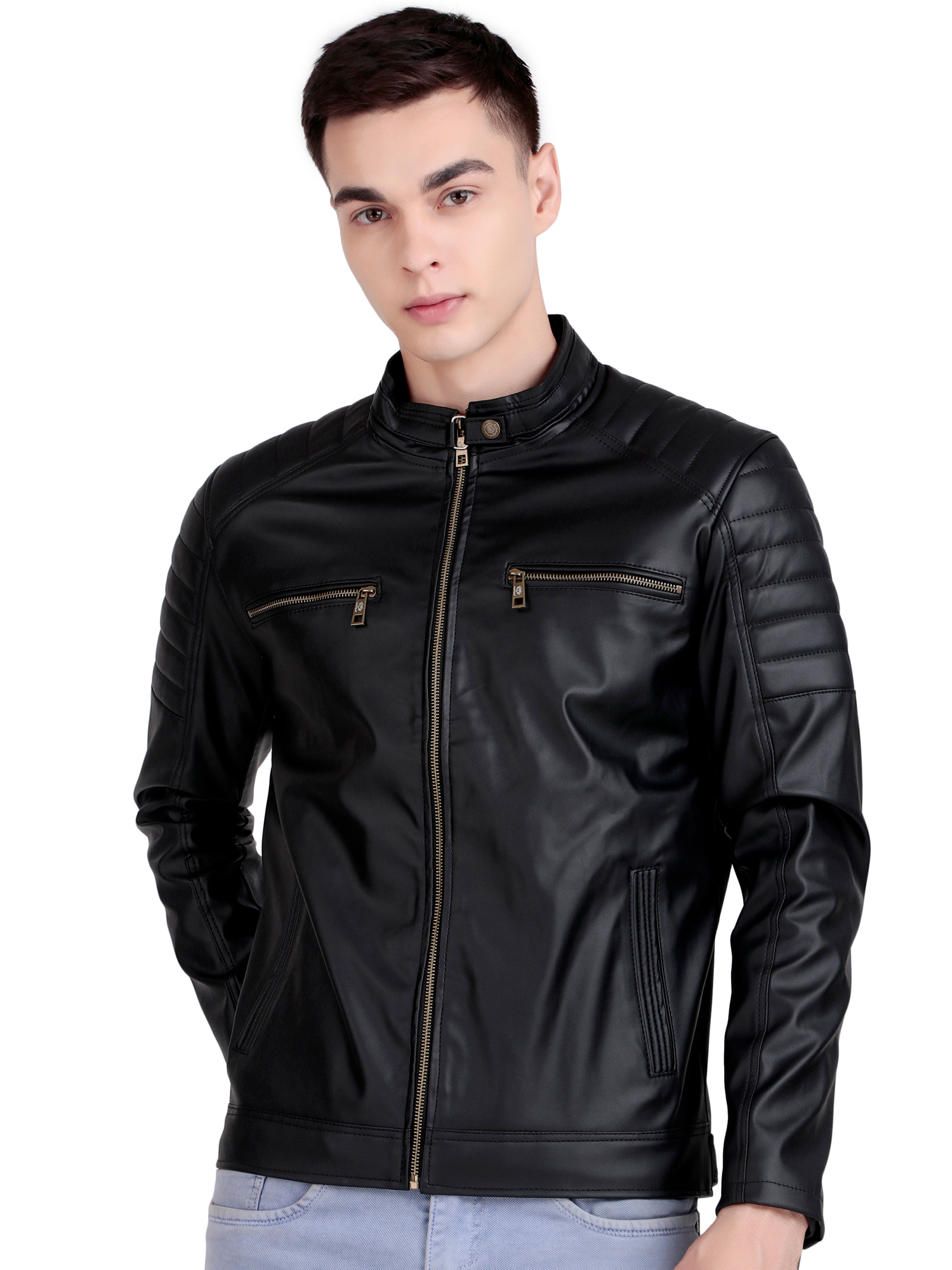Leather Retail Men's Faux Leather Printed Jacket We Break the Rules ( LRPRDEBL )