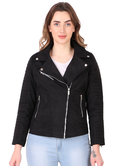 Leather Retail Women's Suede Faux Leather Jacket ( LRSUDFRBL )