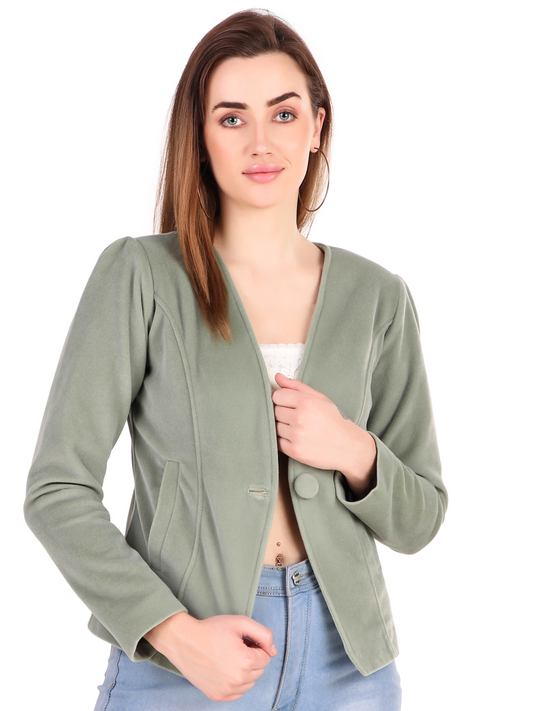 Leather Retail Single Button Winter Wear Velvet Jacket For Women's ( LRVELSBGR )