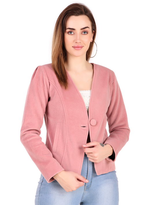 Leather Retail Single Button Winter Wear Velvet Jacket For Women's ( LRVELSBPN )