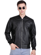 Leather Retail Men’s Graphic Print Faux Leather Biker Jacket ( LRPRELBL )