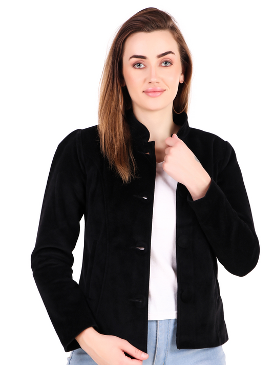 Leather Retail Coat Winter Wear Velvet Jacket For Women's ( LRVEL4BBL )