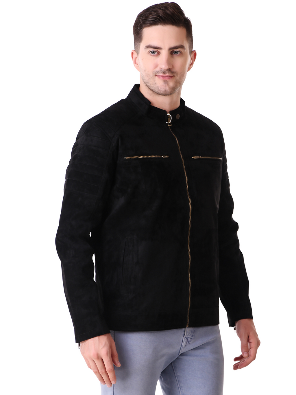 Leather Retail Men's Suede Faux Leather Jacket ( LRSUDDEBL )