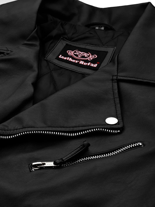 Leather Retail® Full Sleeve Solid Jacket for Men's Biker Style ( LRM11BL )