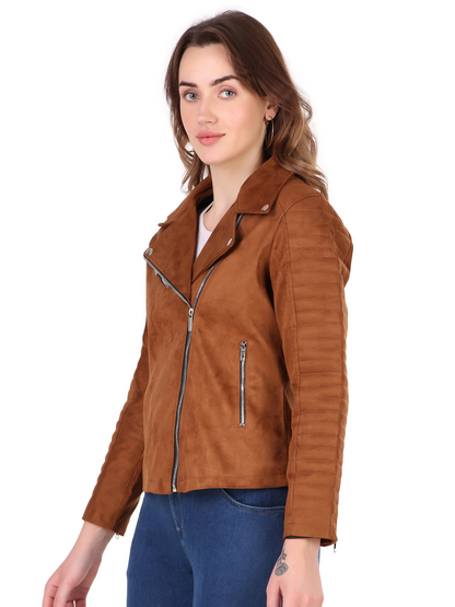 Leather Retail Women's Suede Faux Leather Jacket ( LRSUDFRBR)