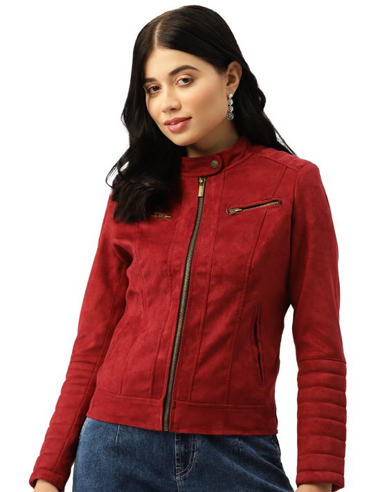 Leather Retail Women's Suede Faux Leather Jacket ( LRSUDWCH )
