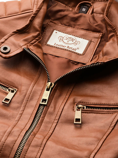 Leather Retail Full Sleeve Solid Jacket for Women's (LRWBR)
