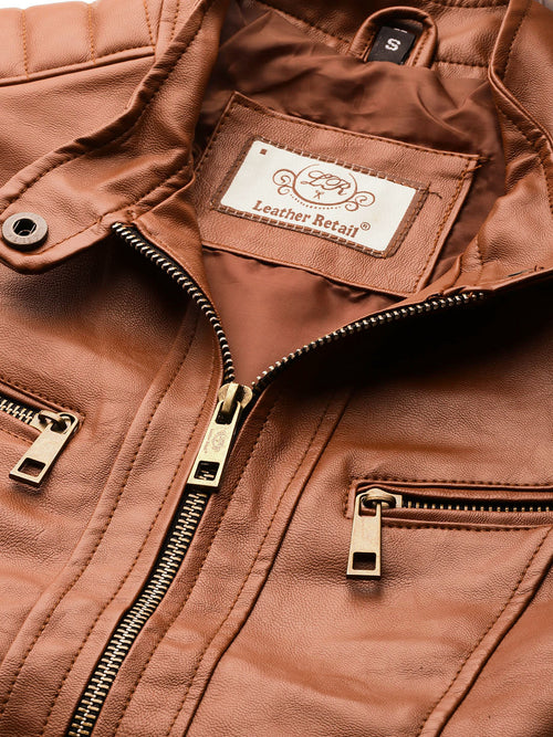 Leather Retail Full Sleeve Solid Jacket for Women's ( LRWBR )