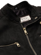 Leather Retail Men's Suede Leather Quotes Printed Jacket ( LRPRSUDDEBL )