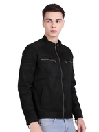 Leather Retail Men's Suede Leather Quotes Printed Jacket ( LRPRSUDDEBL )
