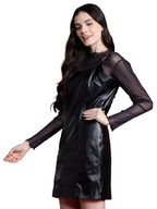 Leather Retail Women's Sleeveless Bodycon Faux Leather Mini Dresses ( LRDRS2BL )