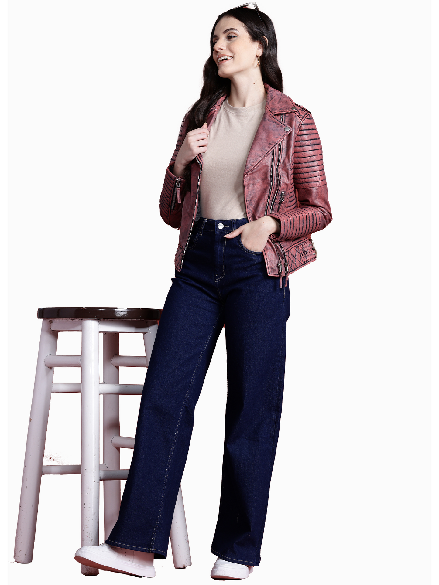 Leather Retail Female's Pure Genuine Leather Pink Jacket(LRPLF16PN)
