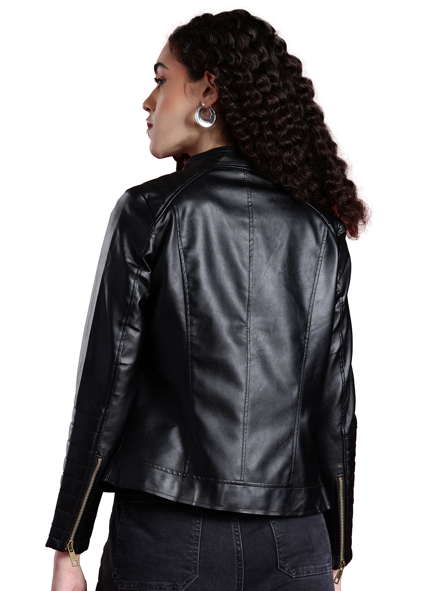 Leather Retail Full Sleeve Solid Jacket for Women's ( LRWBN )