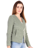 Leather Retail Single Button Winter Wear Velvet Jacket For Women's ( LRVELSBGR )
