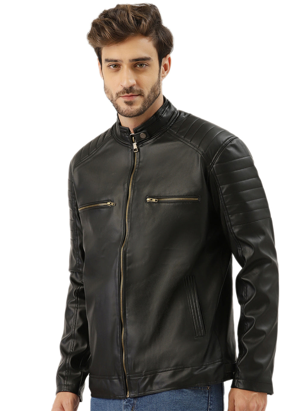 Leather Retail Men's Faux Leather Standard Length Jacket ( LRDEBL )