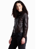 Leather Retail Genuine Leather Biker Jacket For Women's ( LRPLF15CO )