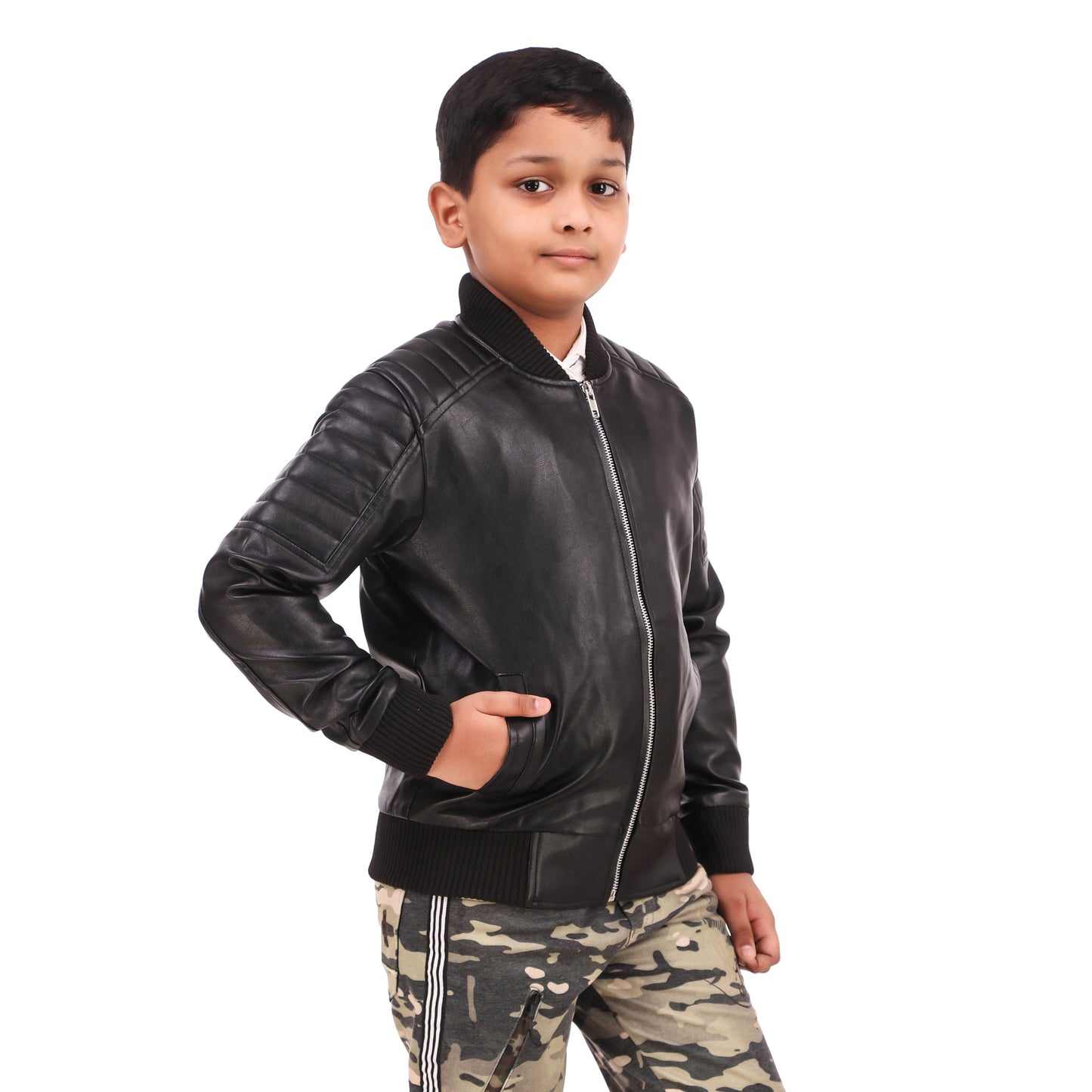 Leather Retail kid's full sleeves winter jacket_black (LRKDELBL02)