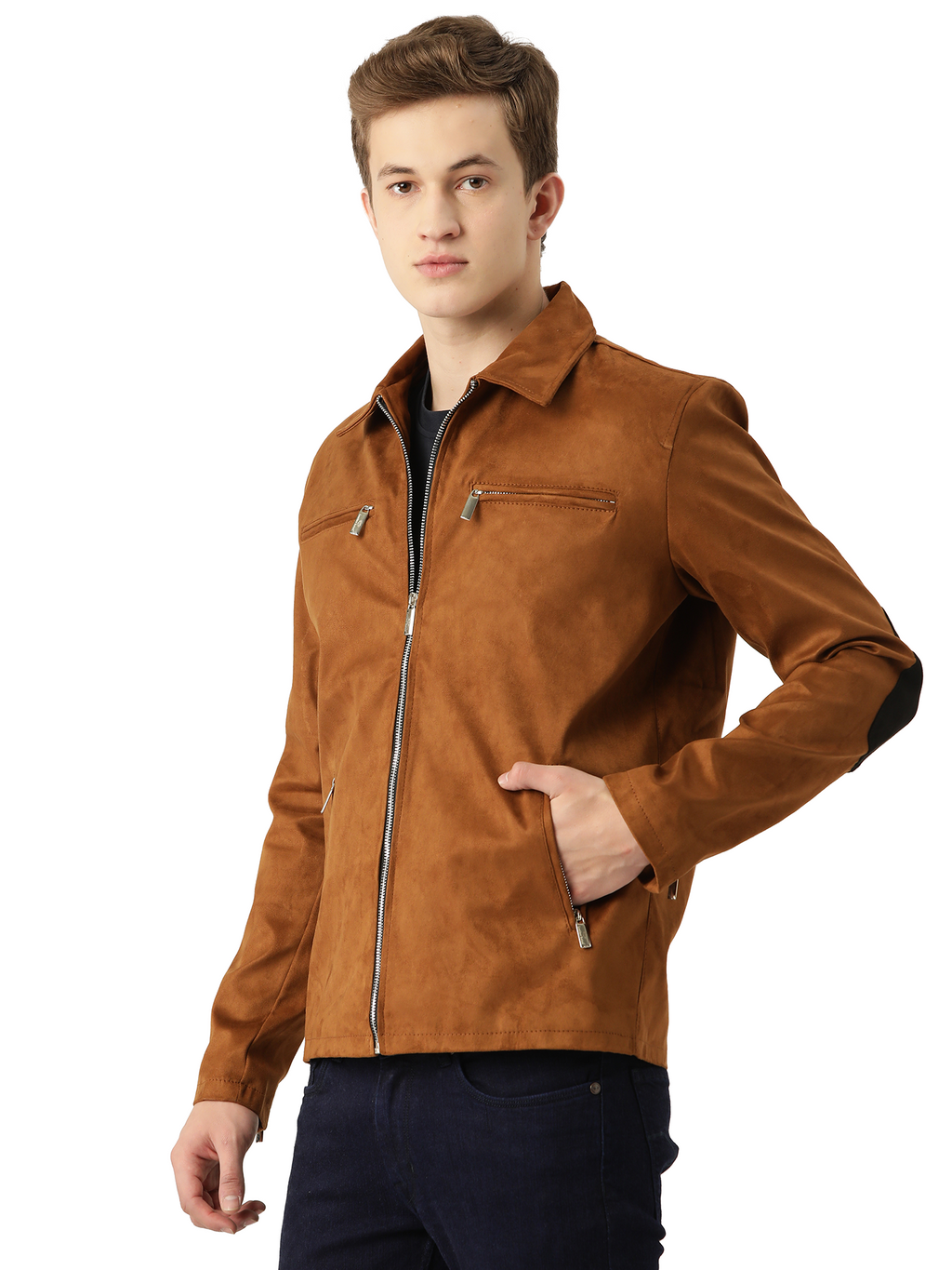 Leather Retail Suede Faux Leather Jacket For Men's ( LRSUDM33BR )