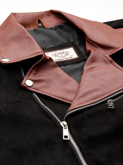 Leather Retail Men's Suede Leather Printed Jacket We Break the Rules  ( LRPRSUDM47BL )