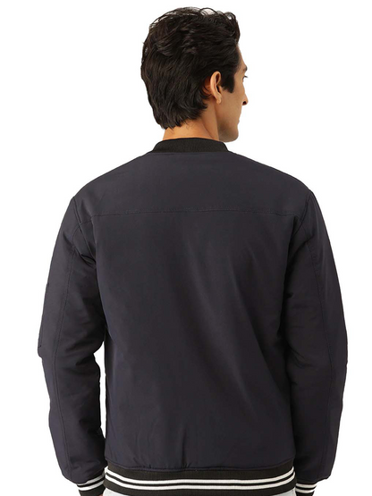 Leather Retail® Men's Blue Polyester Jacket for Men's ( LRM35BU )