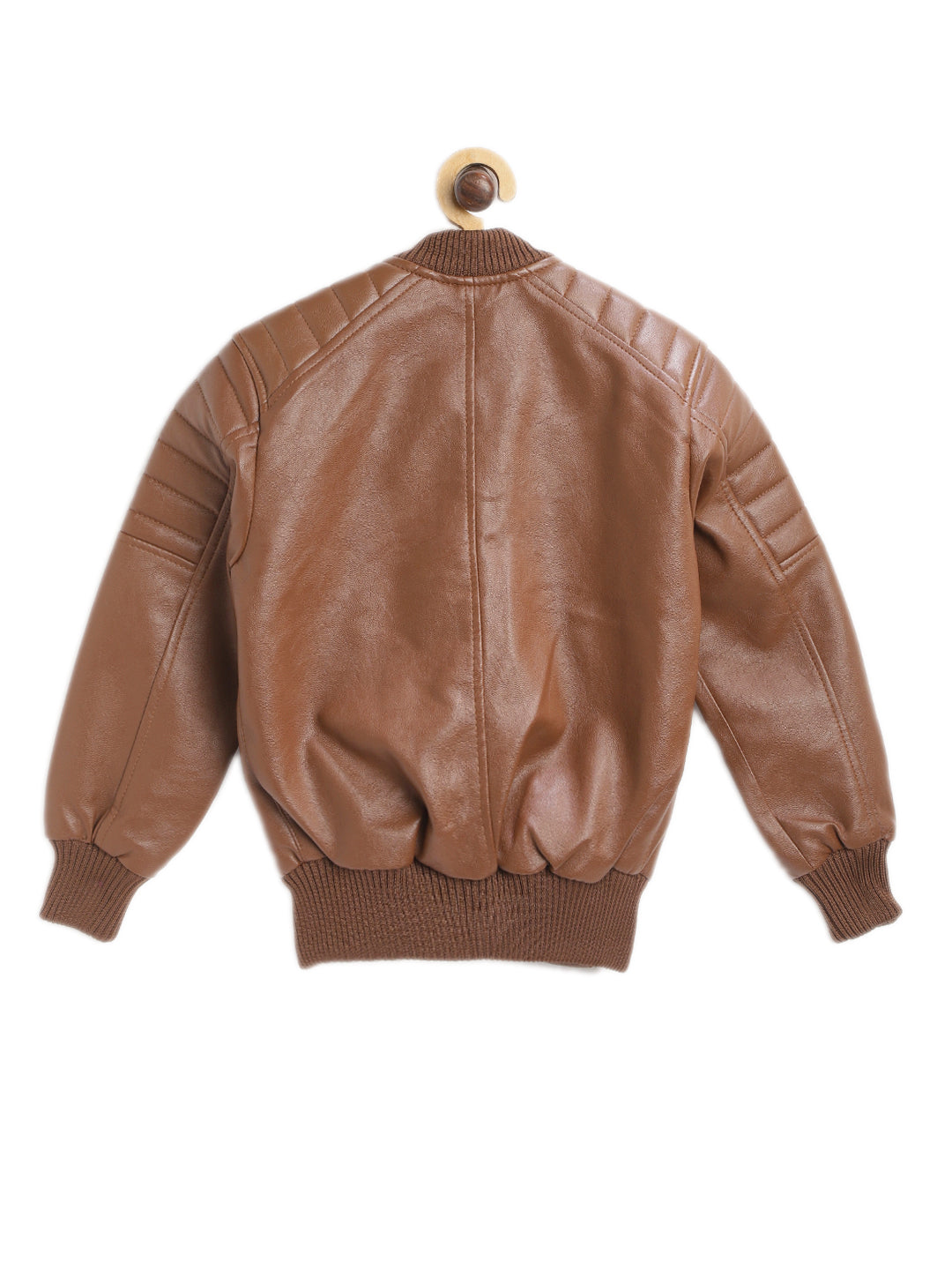 Leather Retail Kid's Full Sleeves Winter Jacket With Side Pocket_Brown  (LRKDELBR01)