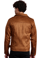 Leather Retail Mens Brown Suede Leather Biker Jacket ( LRSUDM11BR )