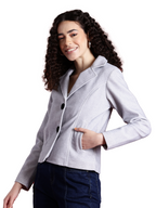 Leather Retail Women Full Sleeve Velvet Two Button Grey Jacket  ( LRVEL2BGE )