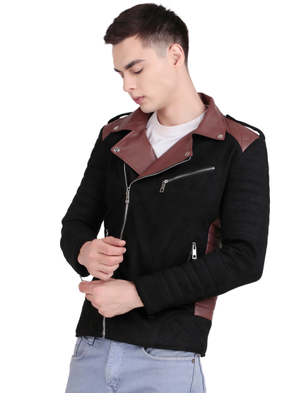 Leather Retail Men's Suede Leather Printed Jacket We Break the Rules  ( LRPRSUDM47BL )