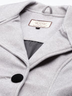 Leather Retail Women Full Sleeve Velvet Three Button Grey Jacket ( LRVEL3BGE )