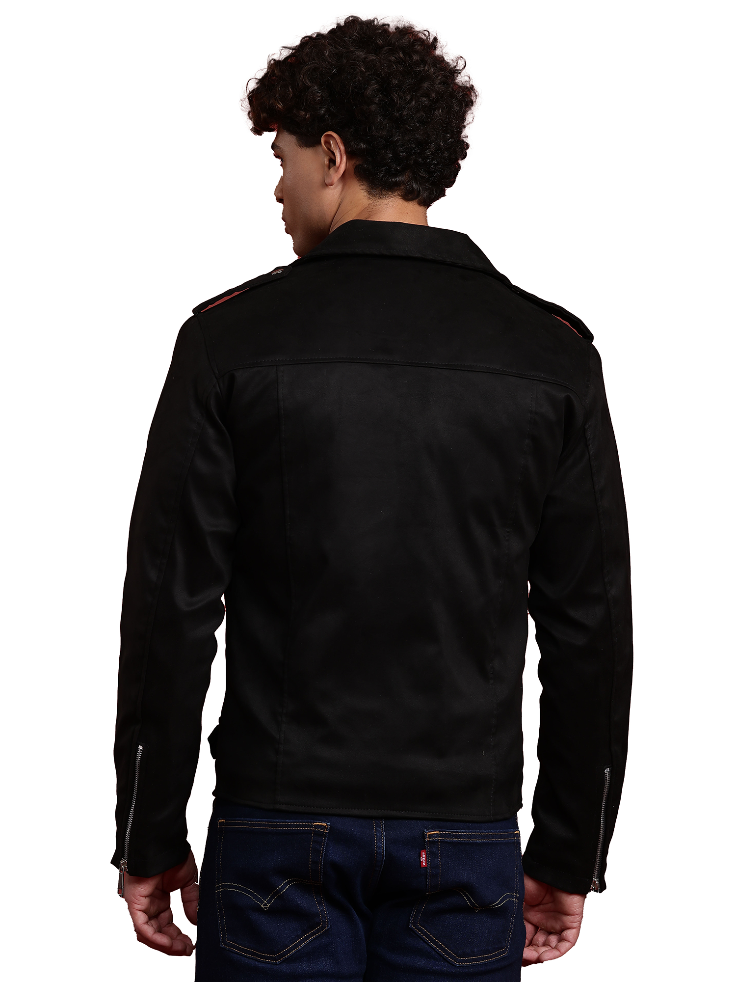 Leather Retail Mens Black Suede Leather Biker Jacket ( LRSUDM11BL )