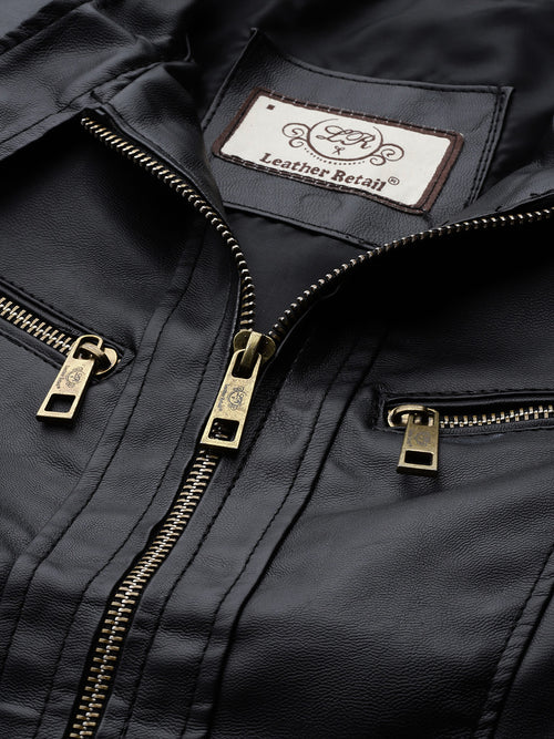 Leather Retail Full Sleeve Solid Jacket for Women's ( LRWBN )