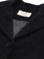 Leather Retail Women Full Sleeve Velvet Two Button Black Jacket ( LRVEL2BBL )