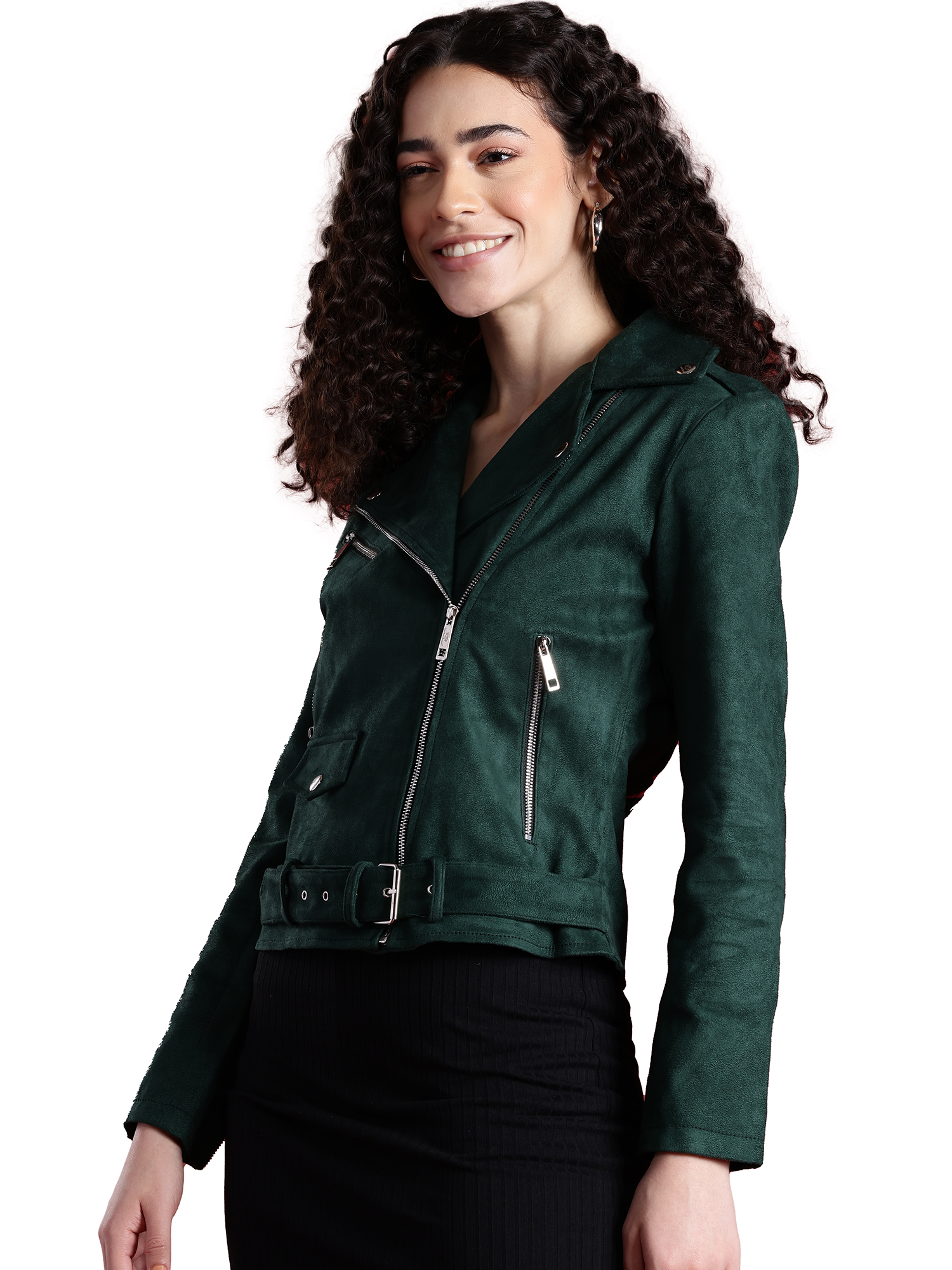 Leather Retail Women's Graphics Printed Suede Biker Jacket Be the Author ( LRPRSUDF11GR )