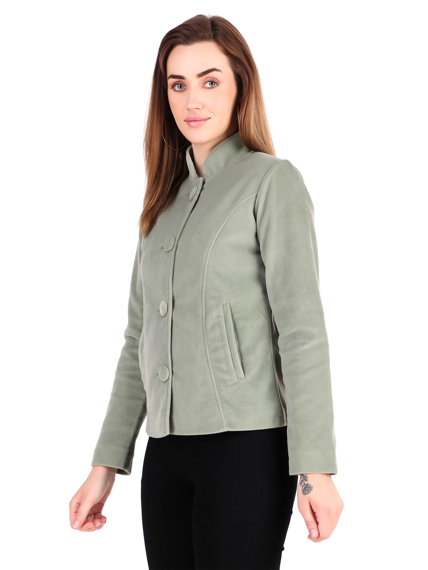 Leather Retail Coat Winter Wear Velvet Jacket For Women's( LRVEL4BGR )