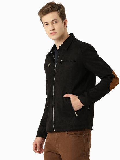Leather Retail Men's Suede Faux Leather Jacket (LRSUDM33BL)