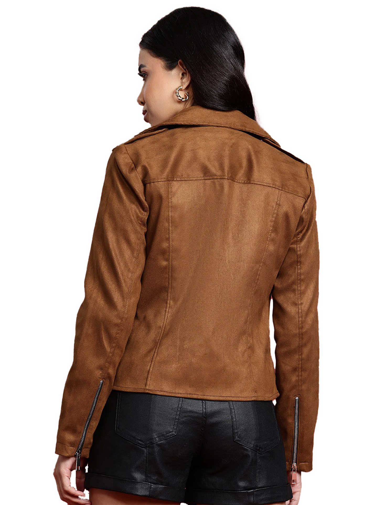 Leather Retail Women's Suede Full Sleeve Biker Jacket ( LRSUDF11BR )