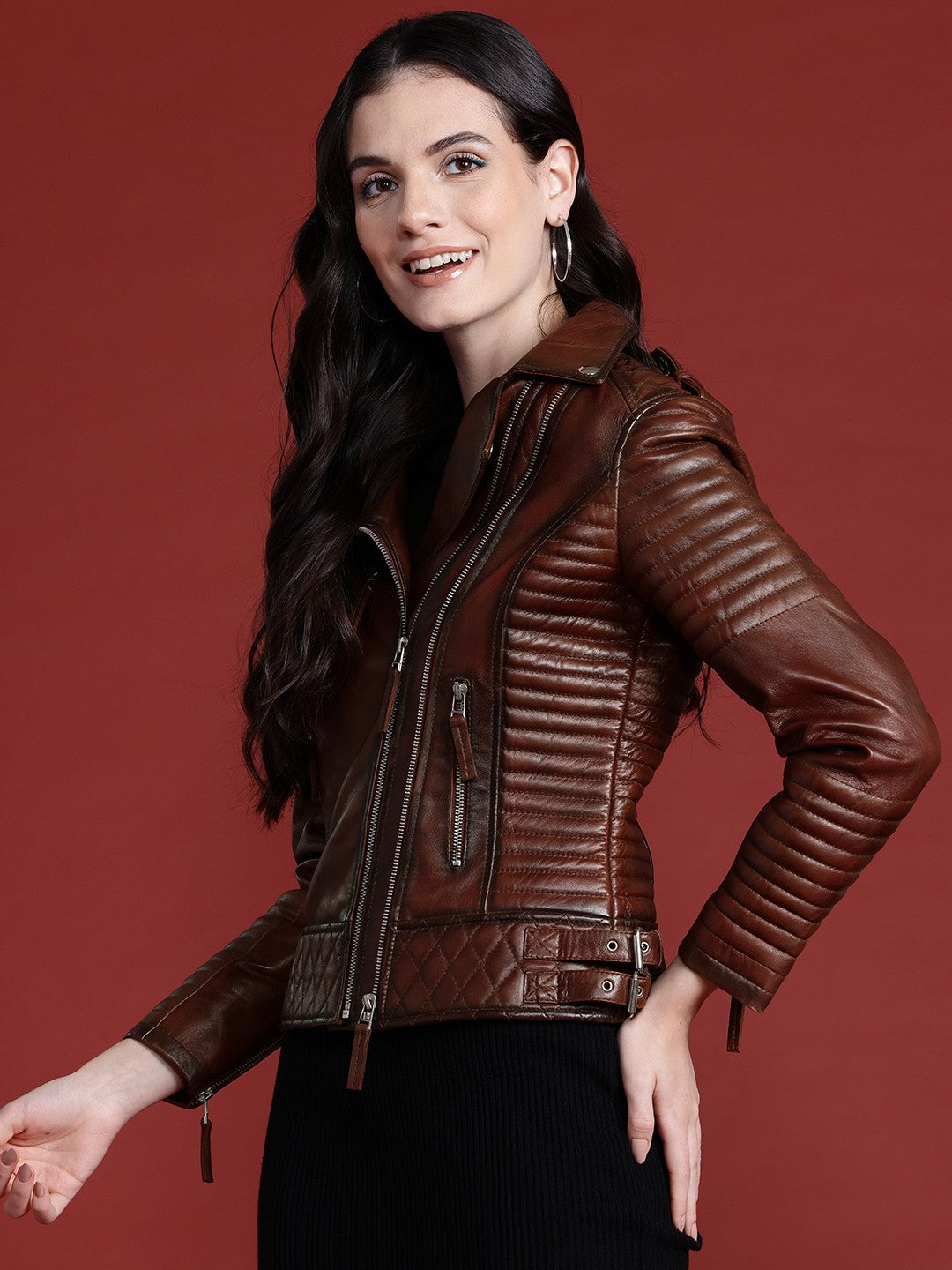 Leather Retail Female's Pure Genuine Leather Jacket(LRPLF16CO)