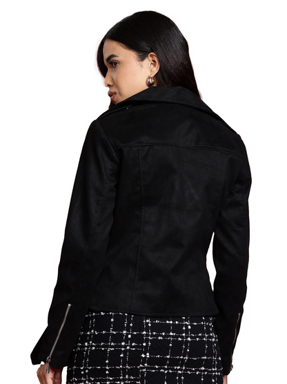 Leather Retail Women's Suede Full Sleeve Biker Jacket ( LRSUDF11BL )