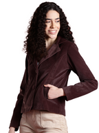 Leather Retail Women Full Sleeve Velvet Two Button Coffee Jacket ( LRVEL2BCO )