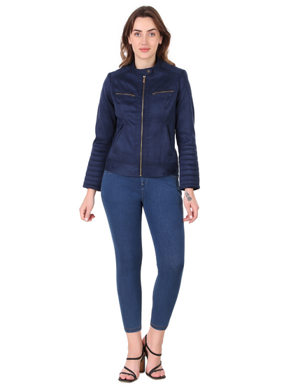 Leather Retail Women's Suede Faux Leather Jacket(LRSUDWBU)