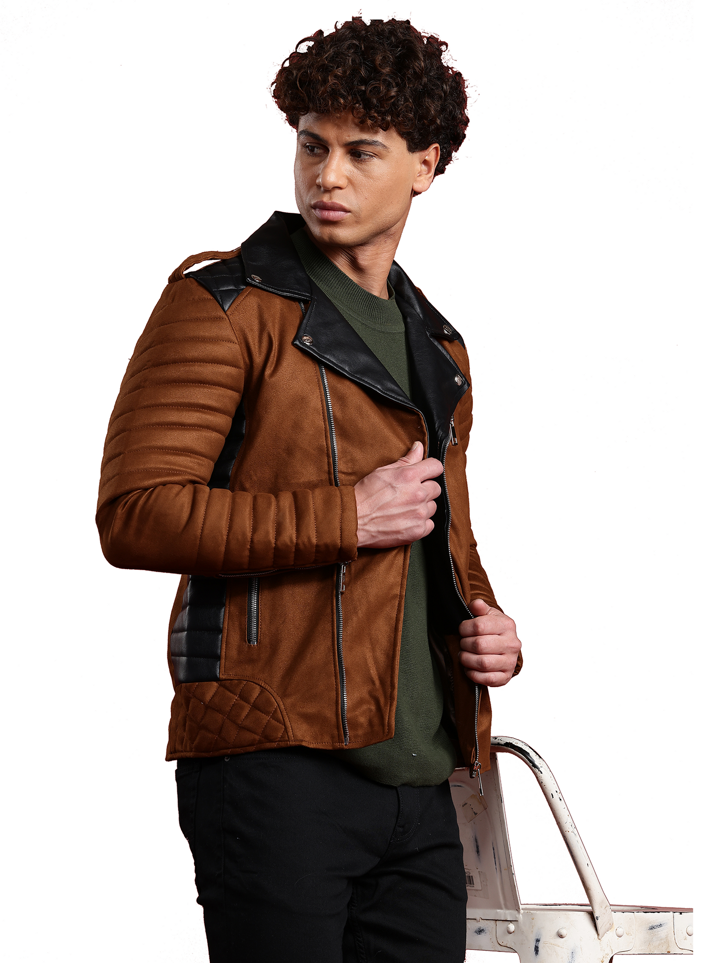 Leather Retail Men’s Casual Suede Leather Biker Jacket ( LRSUDM47BR )