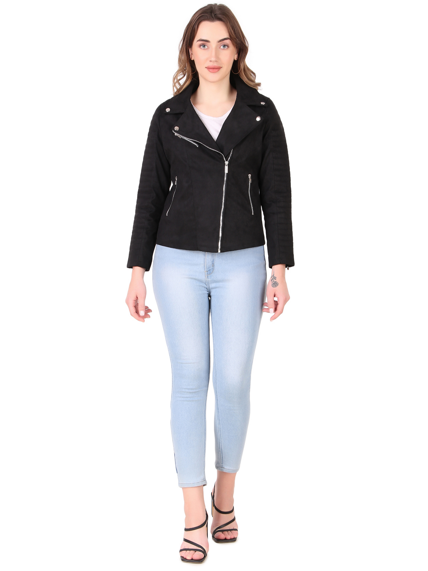Leather Retail Women's Suede Faux Leather Jacket ( LRSUDFRBL )