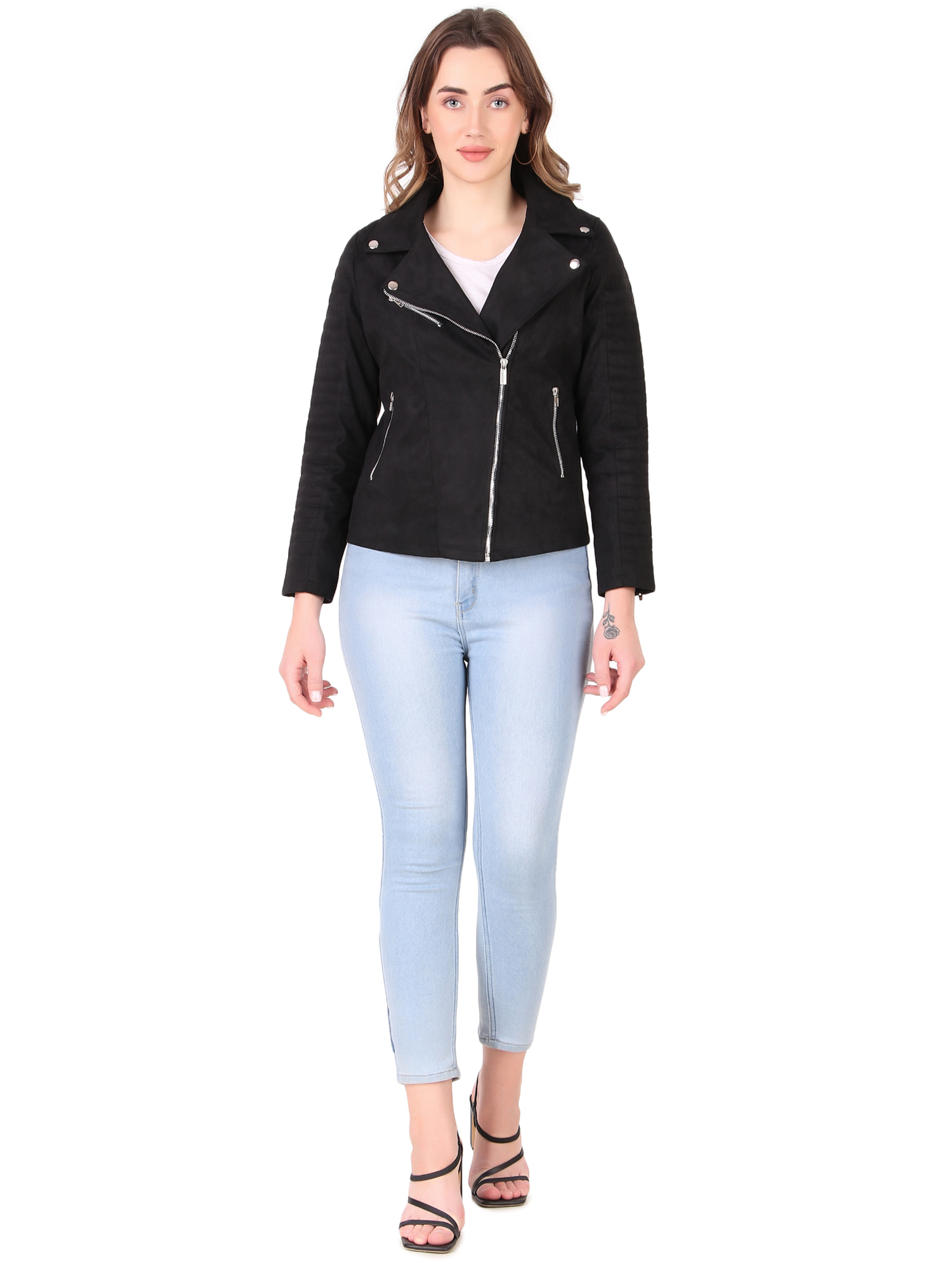 Leather Retail Women's Suede Faux Leather Jacket ( LRSUDFRBL )
