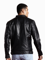 Leather Retail Genuine Leather Biker Jacket for Men's ( LRPLM41BL )